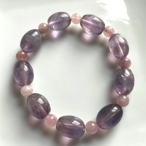 Amethyst and pink quartz bracelet